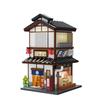 Cada Japanese Sushi HouseBricks Shop LED Japanese Steamed Bun House Building Blocks Summer Cafe Cada Toy Street View Series Set