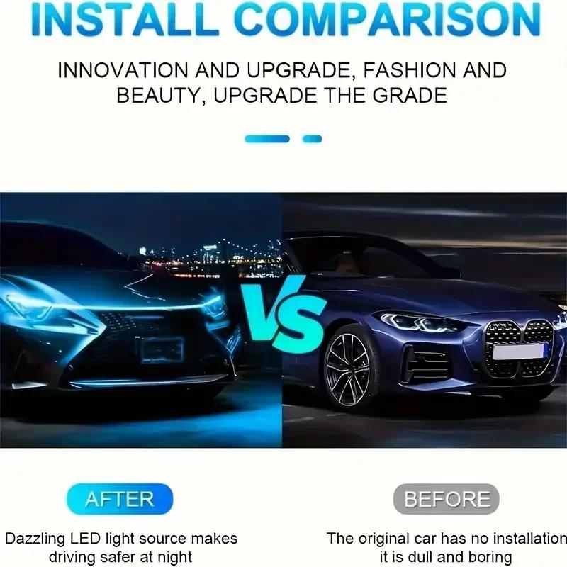 Shine Starting LED Car Hood Light Strip Auto Engine Hood Guide Decorative Ambient Lamp 12v Modified Car Daytime Running Light