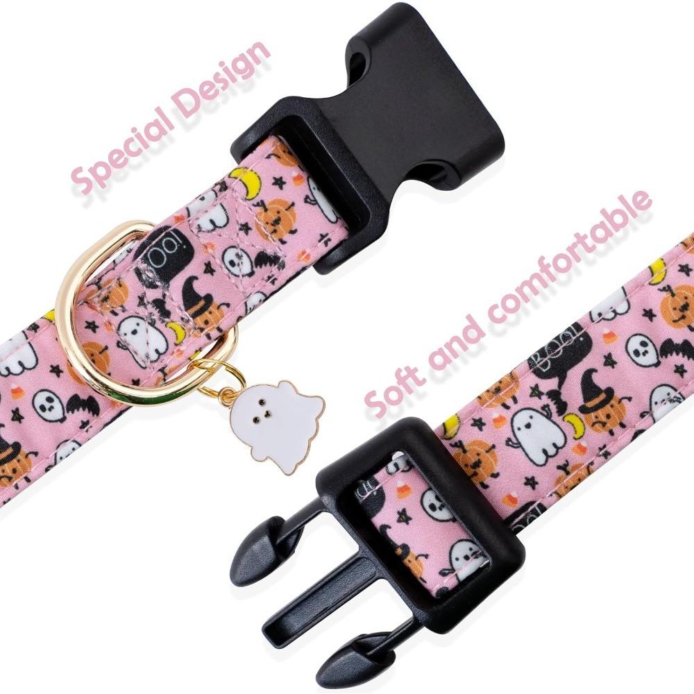 Halloween Dog Collar for Small Medium Large Dogs Fashionable Cute Collar for Dogs Pink Cotton Dog Collar Spectre Pumpkin Pattern