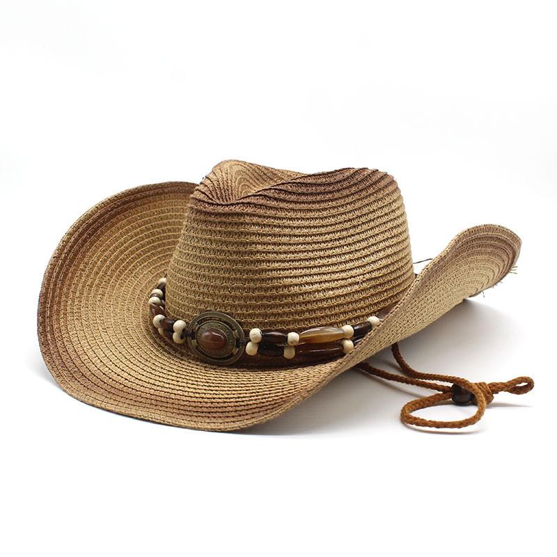 Ethnic Style Cowboy Sun Hat With Wide Brim Breathable Straw Summer Sun Protection For Men Women