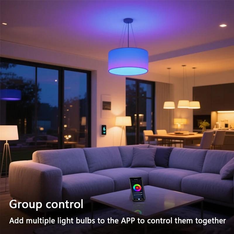Tuya WiFi Smart LED Bulb E27 RGBCW 16 million colors music sync timer & group control controlled via Smart Life APP AC 85-265V