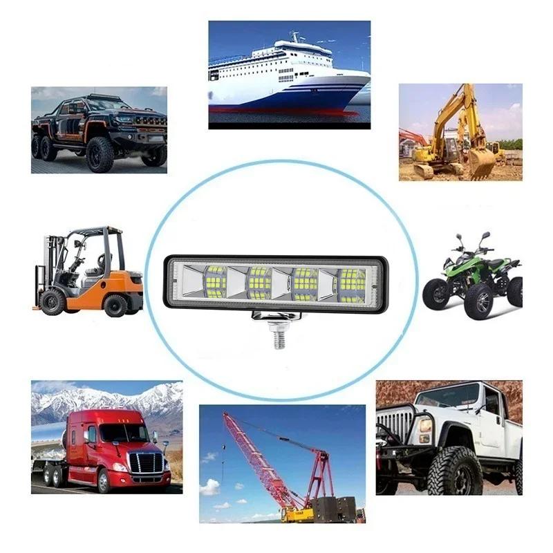 72W Automotive Work Lights LED Strip 4x4 24 LED Engineering Auxiliary Lights for Motorcycle Dirt Bike Auto Accessories
