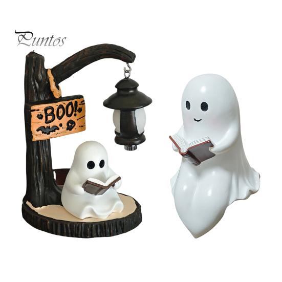 Gemütliche Halloween-Atmosphäre Licht Hängender Geist Nacht Harzfigurine, Vintage Bauernhaus Leuchtende Tischdekoration, Atmosphärische Innenraum-Feiertagsdekoration Warm