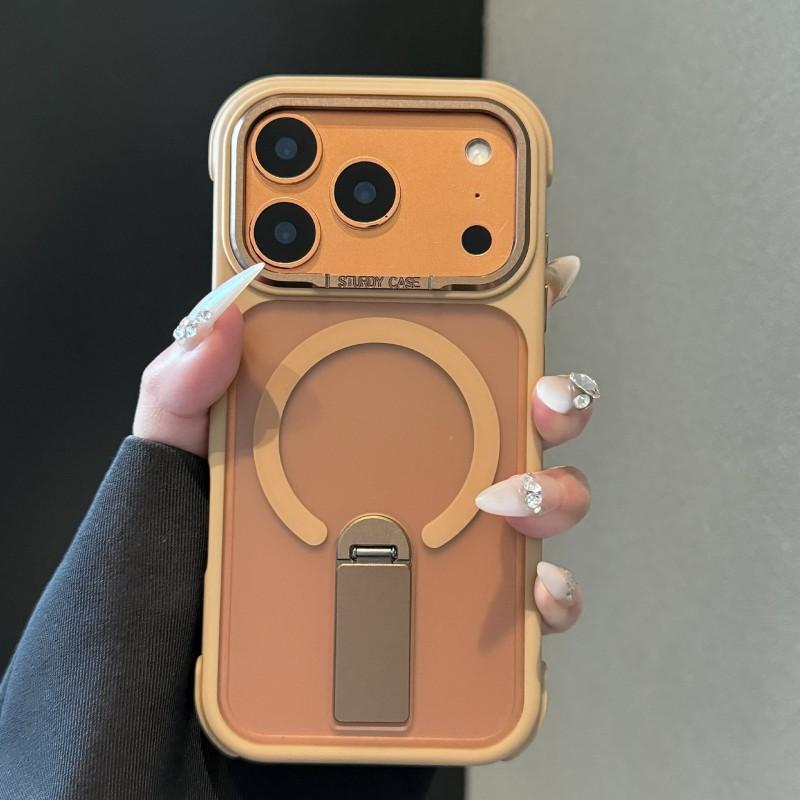 IPhone 17 Case With 360 Rotating Stand Magnetic Snap-on Corner Air Cushion Protection Soft Silicone Full Cover