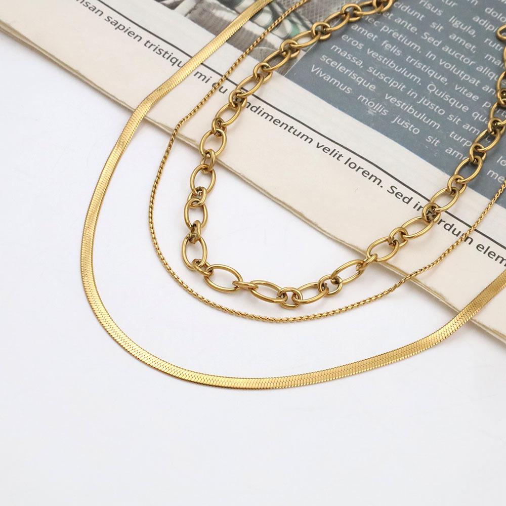 Niche Personalized Metal Chain Multi-Layer With Snake Bone Chain Interlocking Chain Neutral Wind Necklace Female