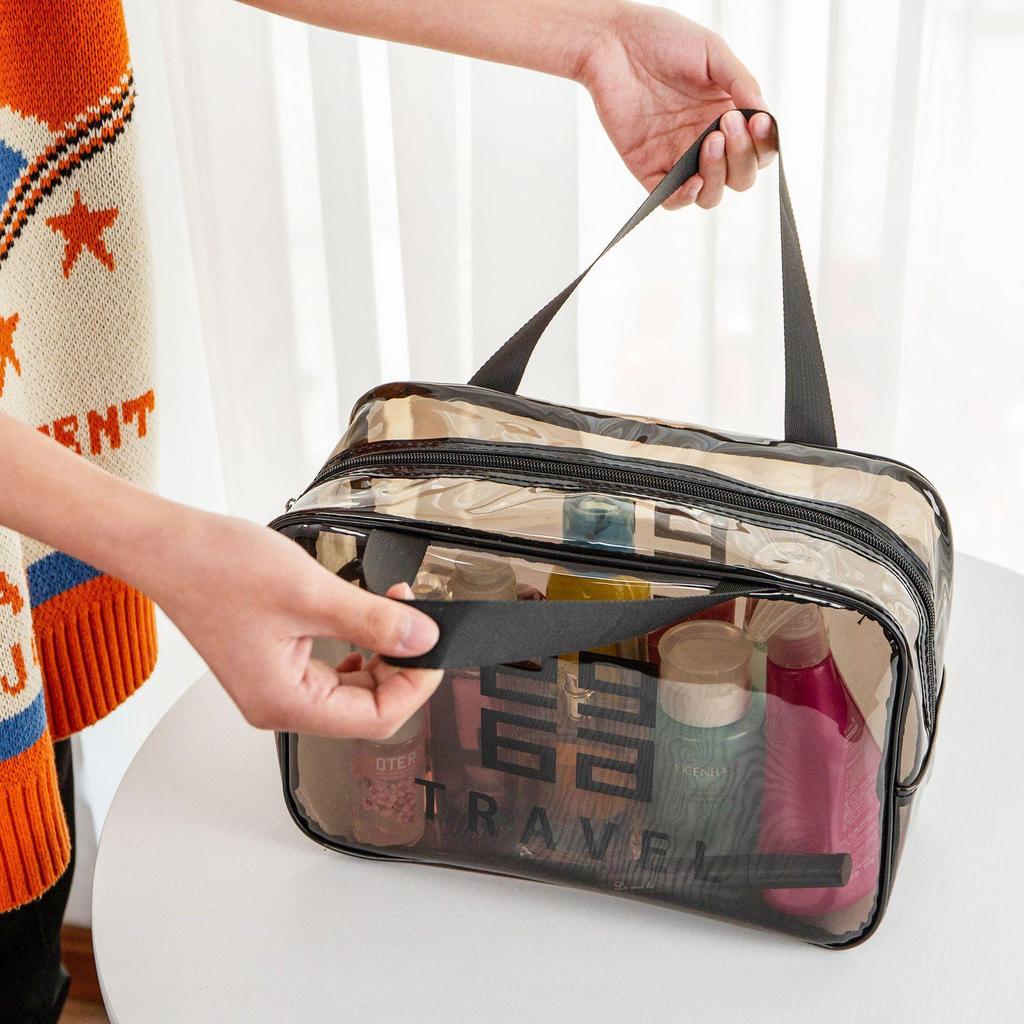 Waterproof Transparent PVC Cosmetic Bag for Travel - Large Capacity Portable Toiletry Organizer