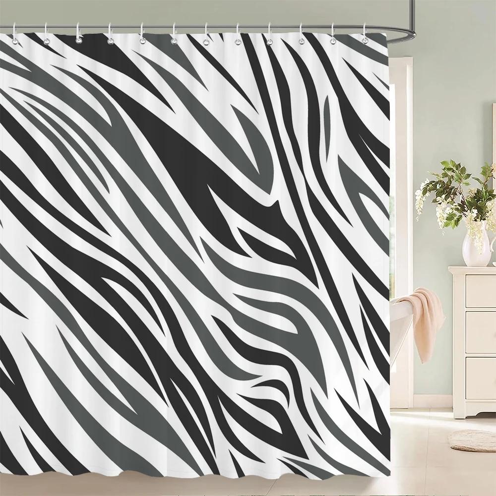 Zebra Animal Shower Curtains With Hooks Waterproof 3d Bathroom Curtains Decoration 180*240cm Printing Washable Bath Screen