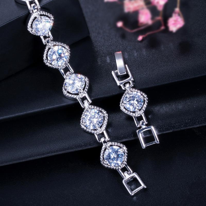 CMM Sparkling Purple Red Cubic Zirconia Round Tennis Bracelets for Women Fashion Jewelry