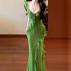 French lotus leaf edge green floral suspender dress children's summer new seaside vacation beach dress