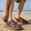 Sandales pour Hommes Respirantes Cuir Creux Bout Fermé Anti-Odeur Nouvelles Semelles Souples Antidérapantes Résistantes à l'Usure Chaussures d'Extérieur pour Plage pour Adolescent