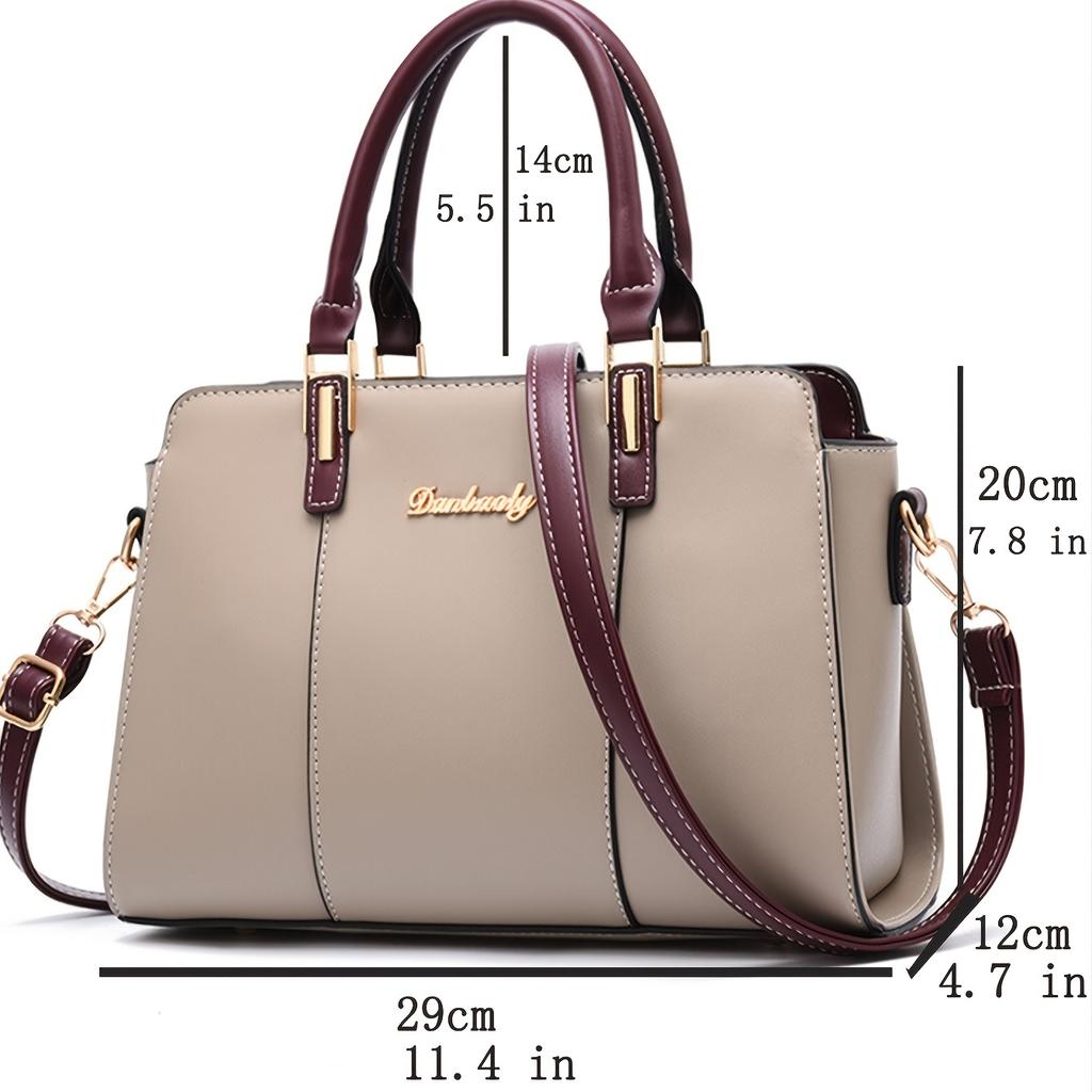 Elegant Zipper Satchel Bag, Trendy Large Capacity Handbag For Work, Fashion Double Handle Purse