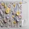 3D Floral Shower Curtain Set Orange Flower Design Fabric Bathroom Decor Waterproof Washable Shower Curtain Set with Hooks