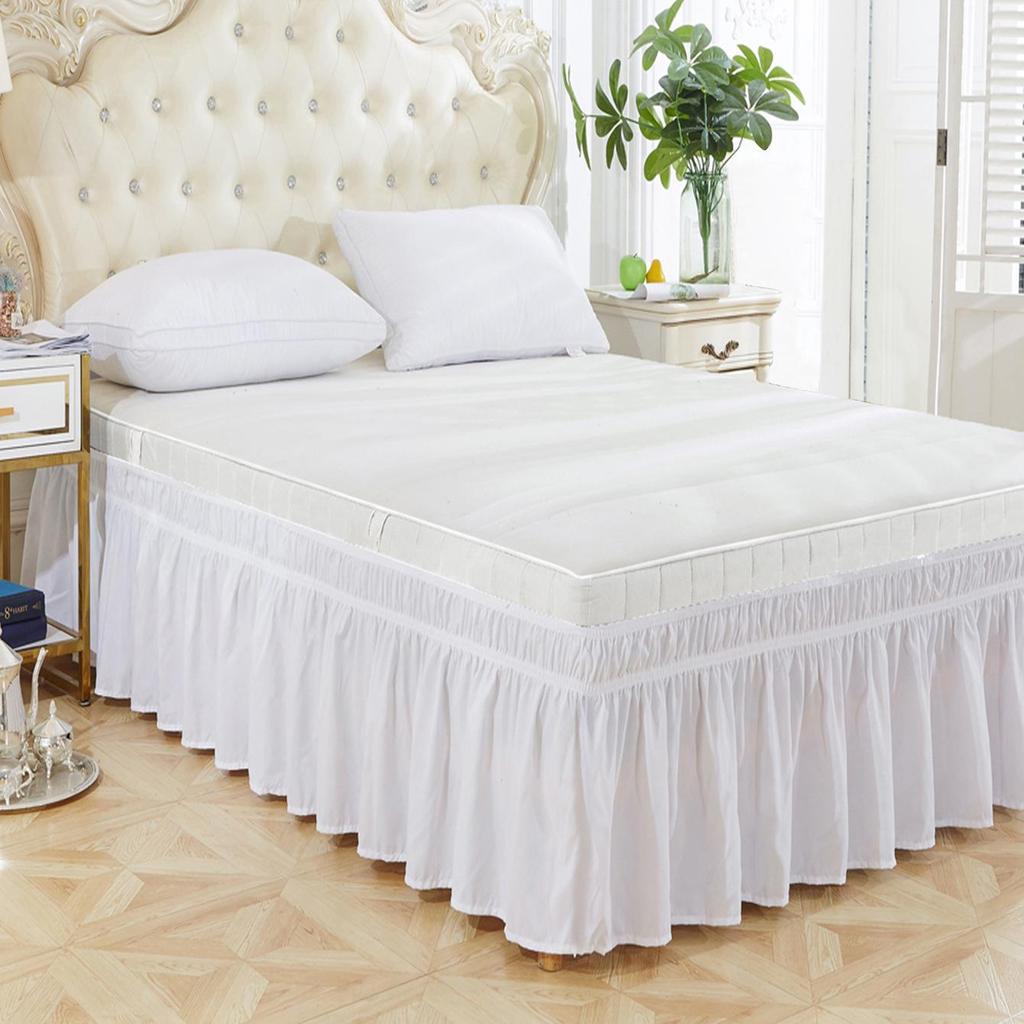 Elastic Solid Color European and American Style Bed Skirt