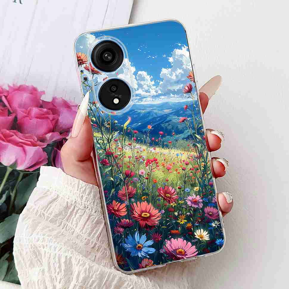 For Oppo A1 Pro 5G 6.7" Case Fashion Flower Painting Soft Silicone TPU Back Cover For Oppo A1 Pro a1 Pro PHQ110 Cases Bumper