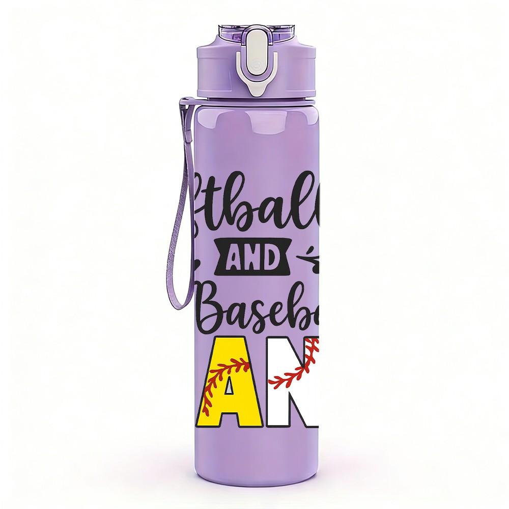 1PC Softball Baseball Nana Text 750ml Color Plastic Sports Water Bottle Leakproof Flip Straw Lid Suitable for Sports Office Home Use