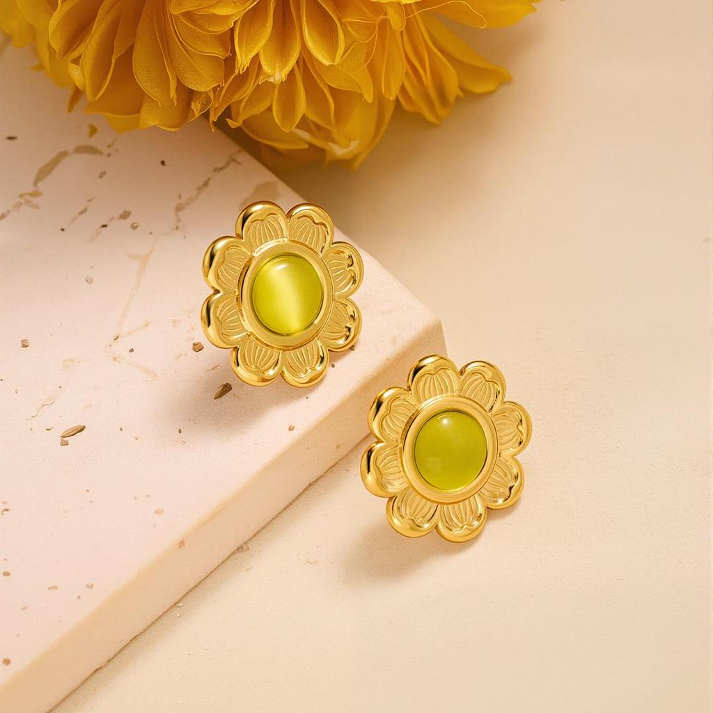 Geometric Irregular 18k Gold Titanium Steel Earrings for Women