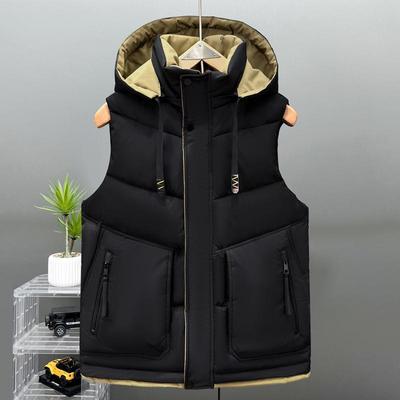Tallas Grandes L-5XL Moda Invierno Chaquetas sin Mangas para Hombre con Capucha Abrigos Gruesos Chaleco Cálido para Hombre
