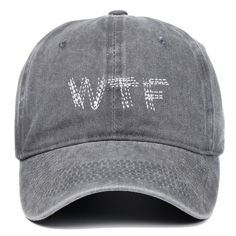 Unisex Washed Cotton Embroidered WTF Baseball Cap - Outdoor Duckbill Design