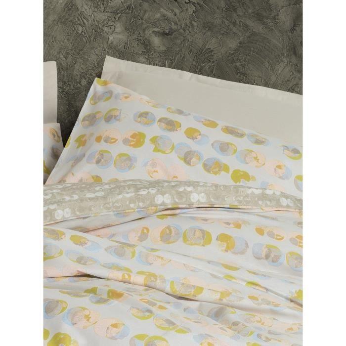 Parure de lit - 1 housse de couette 220 x 240 cm + 2 taies d'oreiller 60 x 60 cm - 100% coton renforcé - Beige