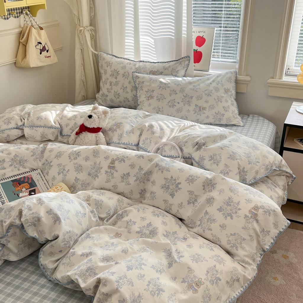 Fresh Spring/Autumn Cotton Girlish Bedding: 3-Piece Duvet Cover and Sheet Set, All-Season Comfort