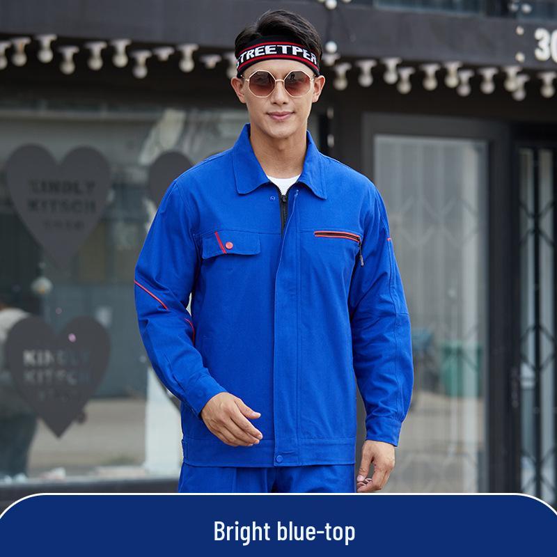 Men's Durable Cotton Workwear Set - Autumn/Winter Protective Welding & Auto Repair Uniform with Print Embroidery