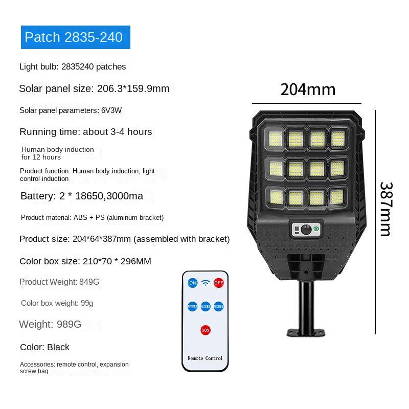 Outdoor garden light, LED rechargeable human body sensor light,wall lighting, super bright, integrated street light,solar energy