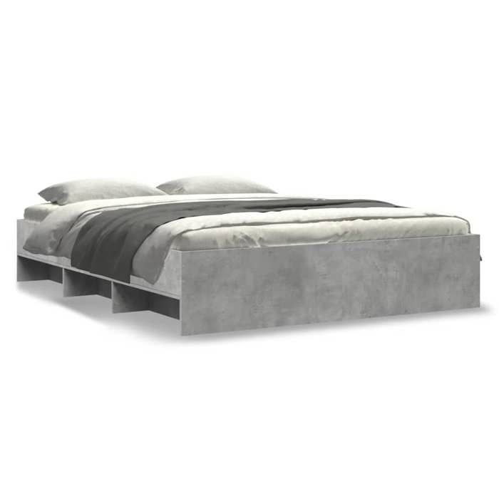 VidaXL Cadre de lit gris béton 150x200 cm bois d'ingénierie, meuble de chambre à coucher, lit double, sommier, lit, cadre de 3295649