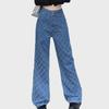 2023 Autumn/Winter High-Waist Diamond Design Loose Slim Straight Jeans for Women