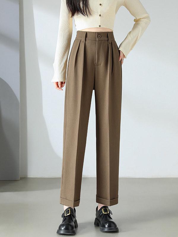 Costume Pantalon Harem Taille Haute pour Femme - Pantalon Cigarette Droit Décontracté Printemps/Été