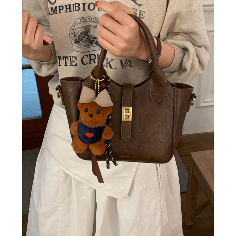 Retro Niche Portable Vegetable Basket Bag Women's 2025 New Trendy Fashion Korean Small Tote Bag Simple Messenger Bag