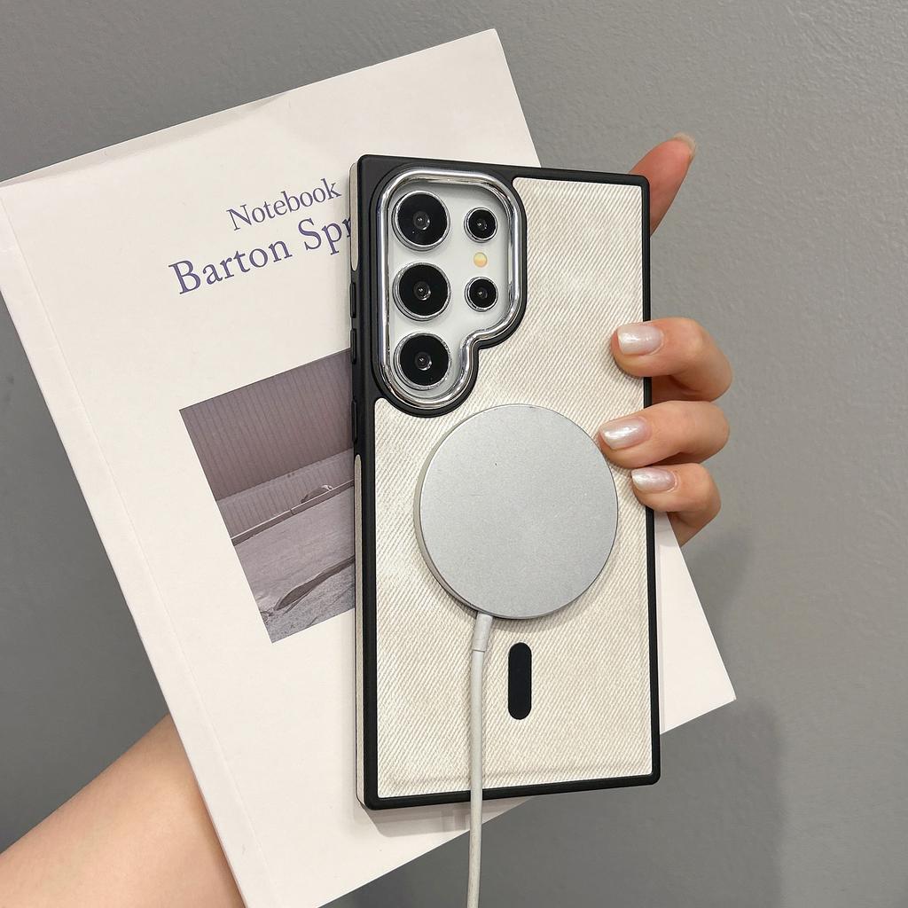 Luxury Magnetic Phone Case for Samsung S26 S25 S24 S23 S22 Ultra Soft Leather Shockproof for Magsafe Wireless Charging Cover