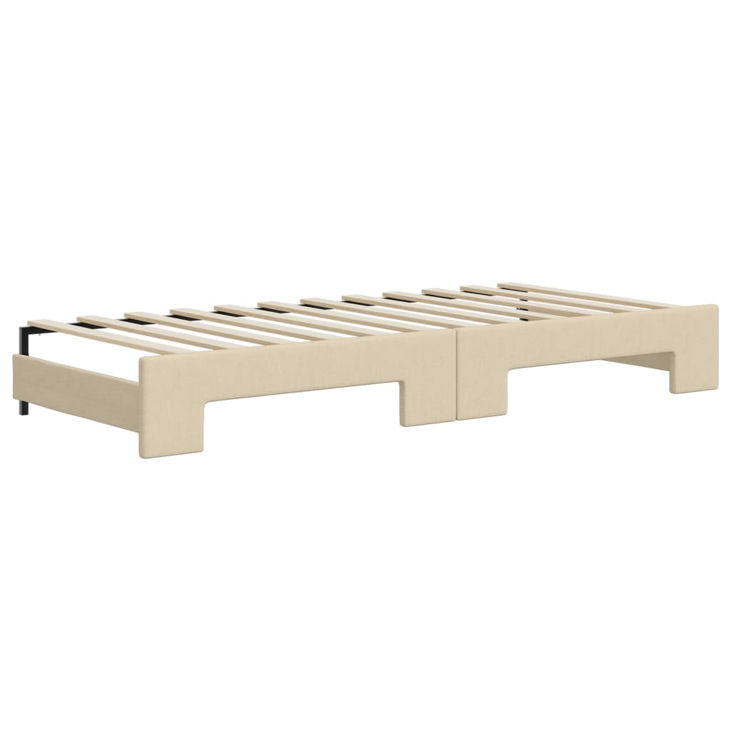 Vidaxl Sofa Rozsuwana Z Materacami, Kremowa, 100X200 Cm, Tkanina