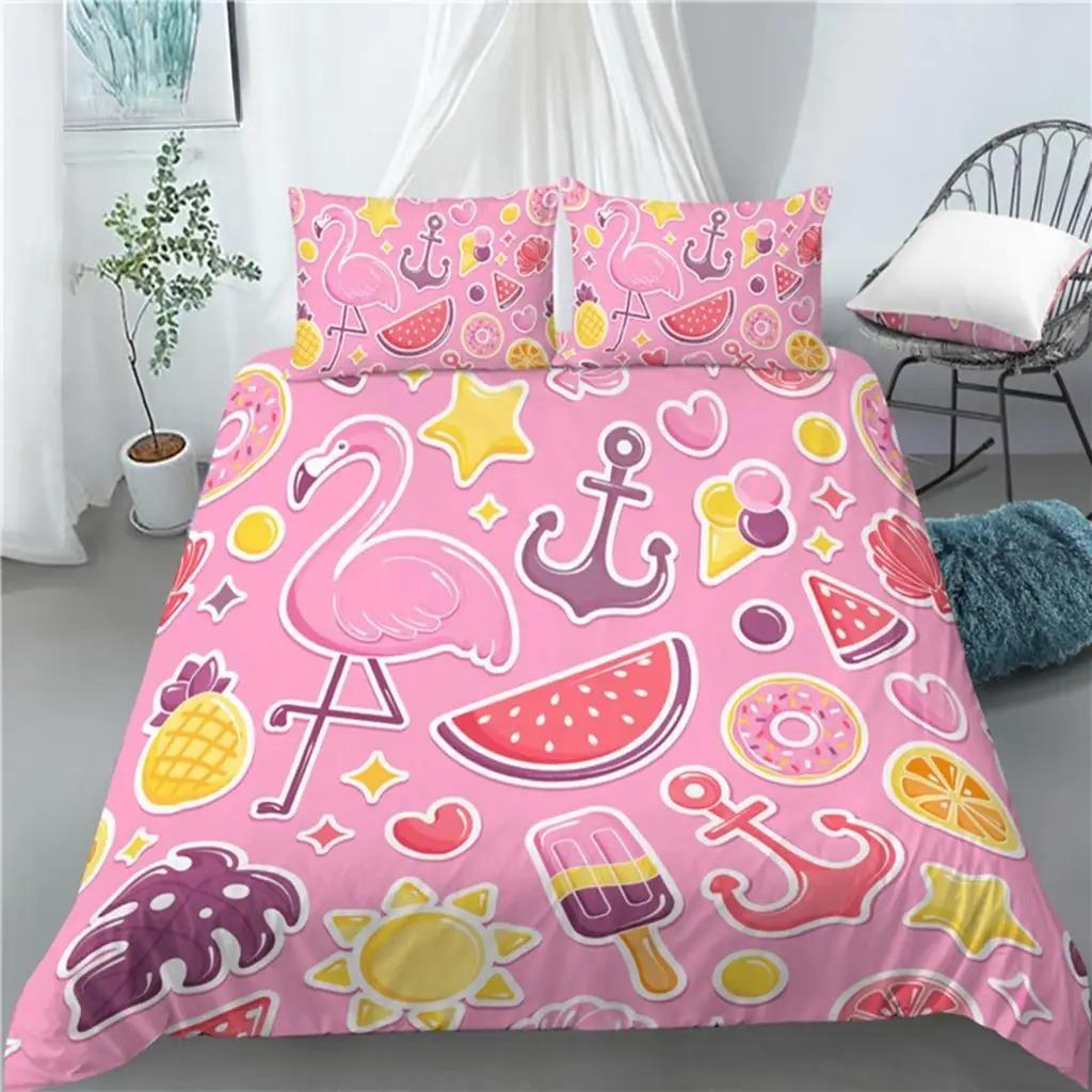 Luxury 3D Flamingo Print Bedding Sets Comfortable Duvet Cover and Pillowcases in EU/US/AU Sizes