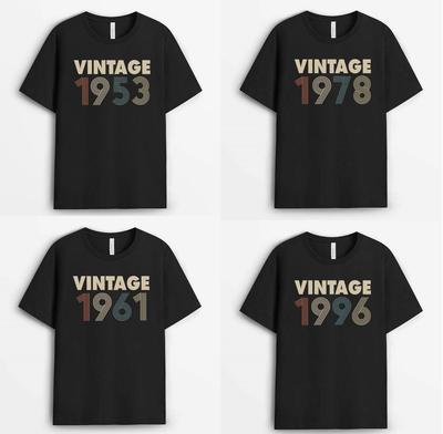 Birthday Shirt Black Vintage  T-shirt Men's Women's Tops Tees 1950-1999 Gift