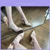 Spring Summer Pointed Toe Single Strap Heel Sandals With Rhinestone Studs For Women