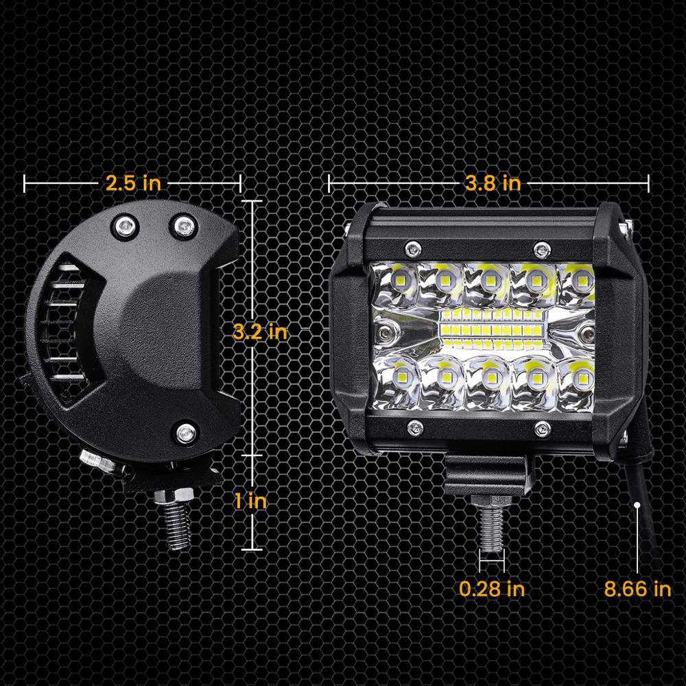 2PCS LED Light Bar Tow Hitch Hook Lights Bar 4x4 Off Road Ditch Lamp Spotlights Holder 12-24V Headlights for Truck Tractor Atv