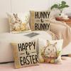 Easter Pillow Case Happy Egg Bunny Cushion Linen Print Holiday Decoration Sofa Cushion