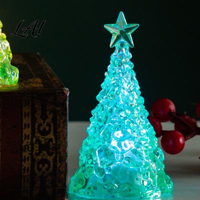 Compact Table Ornament for Party Glowing Christmas Tree Night Light Mini Lighted with Star Indoor Warm Light Festive Centerpiece Atmosphere