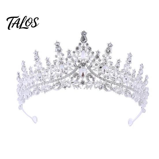 Diamond Appearance Crown Women Sparkling Rhinestones Inlaid Bridal Tiara Secure Fit Rhinestone Lightweight Princess with Curved Ends Pins Hair
