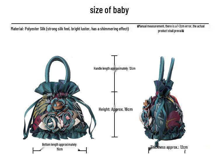 Ethnische Spitze Eimer Handtasche - Damen Koreanische Einfarbige Abendtasche