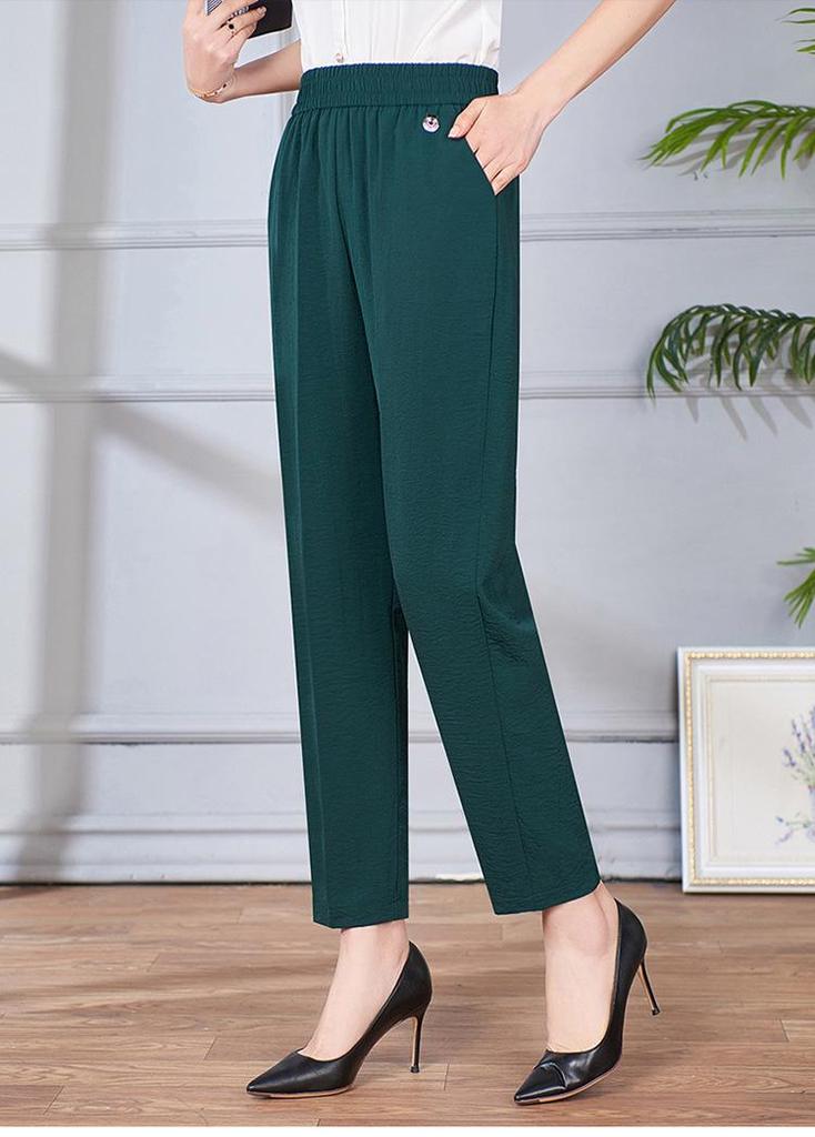 Mom's Summer Thin High-Waisted Elastic Pants - Casual Straight-Leg for Middle-Aged and Elderly Women