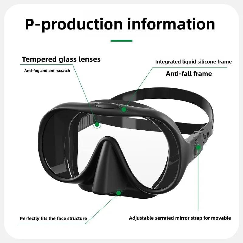 Diving Mask Can Be Configured with Eye Degree Mask Eyeglasses Scuba for Snorkeli with Tempered Glass LensesHD Wide View Antifog