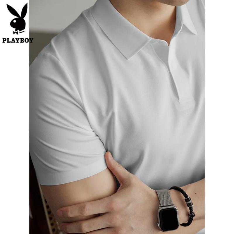 PLAYBOY Men's Half-Zip Quick-Dry Polo Shirt