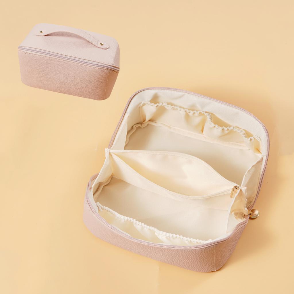 Print Solid Lychee Color Makeup Bag Portable Large Capacity Travel Bag Wash