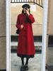 Damen 2023 Roter Wollmantel im koreanischen Stil: Mittel-Lang, Hepburn-inspiriert für Herbst & Winter