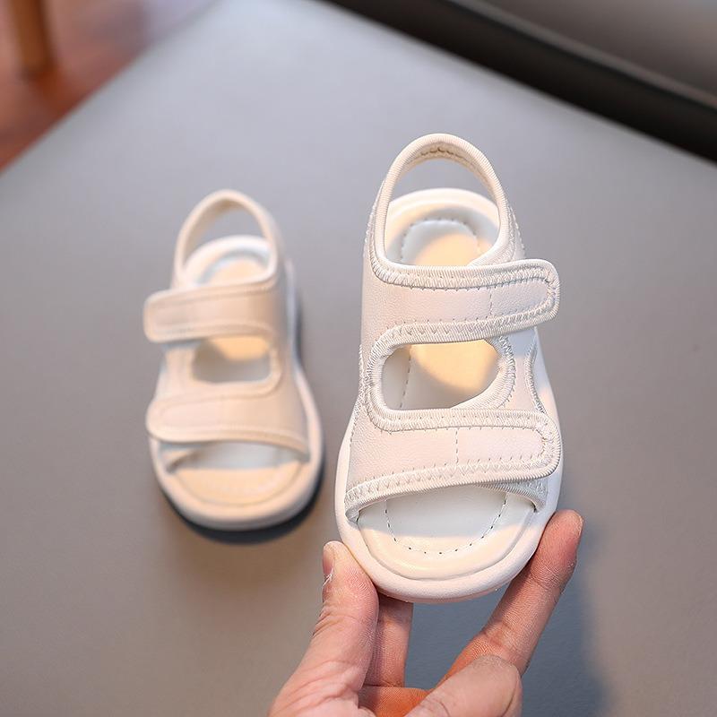 

Children s Solid Soft-Sole Sandals – Boys Beach Shoes, Summer Girls Leather Solid Color Sandals 30