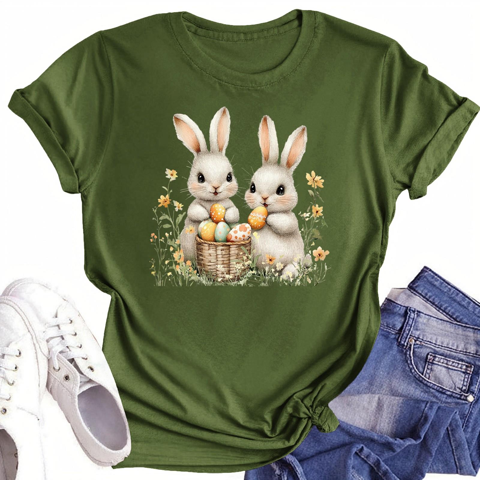 

Женская повседневная футболка с круглым вырезом и короткими рукавами с принтом L армия зеленый