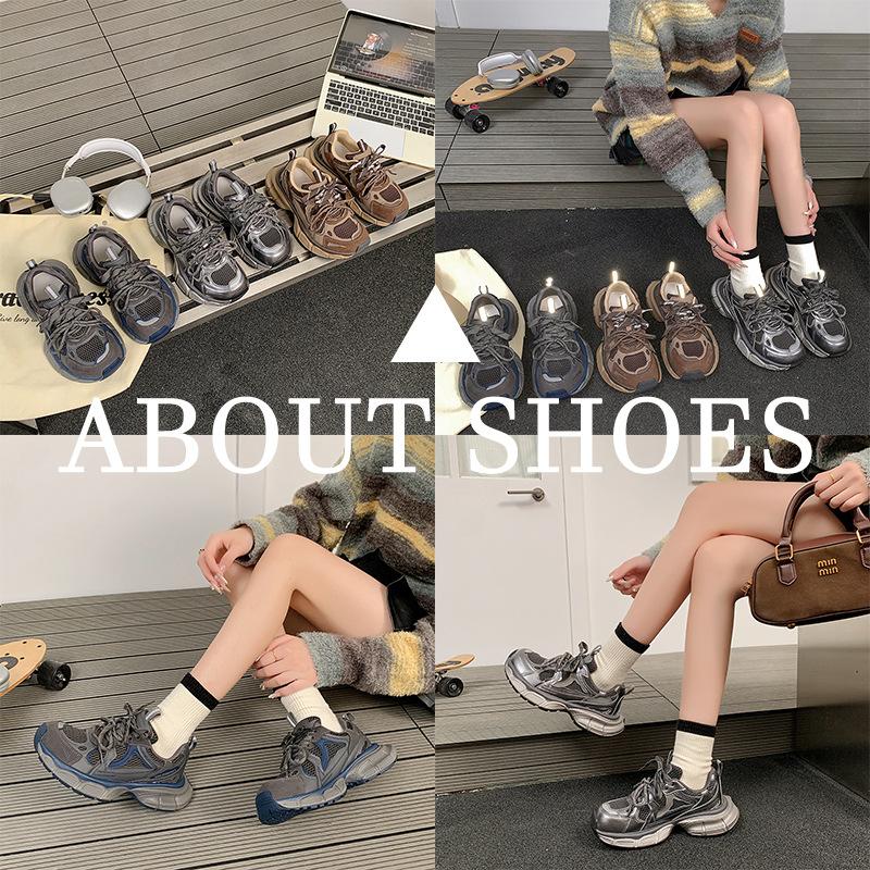 Europäische Station Kontrastfarben Spleißung Dicksohlige Atmungsaktive Dad Schuhe Damen 2025 Neu Kleine Höhe und Dünnheit Sportschuhe