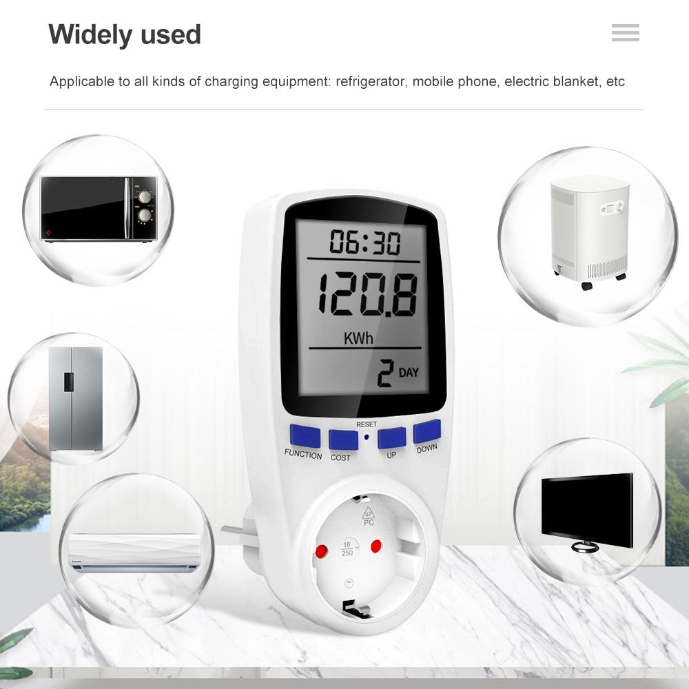 Digital Power Meter AC 220V Wattmeter Socket LCD Consumption Wattage Kwh Energy Meter Outlet Power Monitor With Blackout Memory