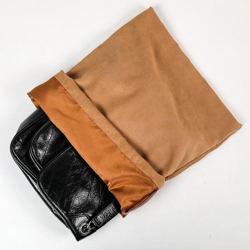 1 st Vit Khaki Bomull Flanell Mocka Väska Dragskopåse Dammfri Påse för Lyxhandväska Kläder Skor Förpackning Förvaringspåse